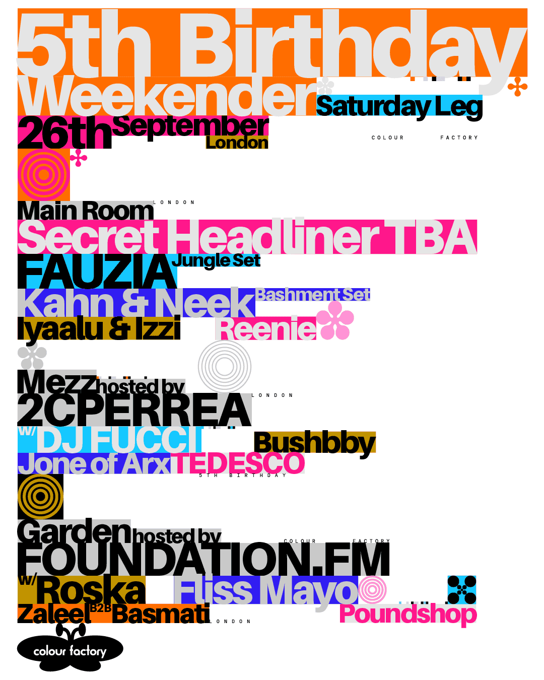 COLOUR FACTORY 5TH BIRTHDAY